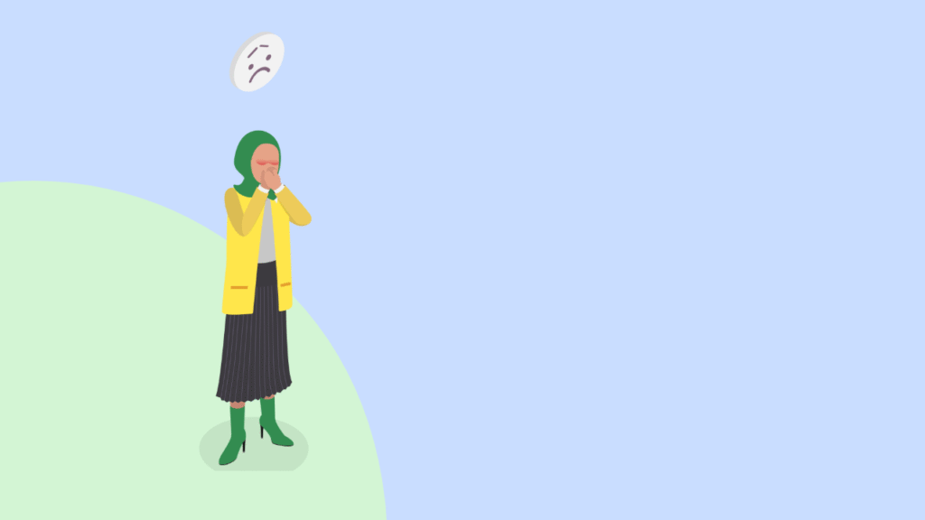 illustration of someone with their hands over their mouth.